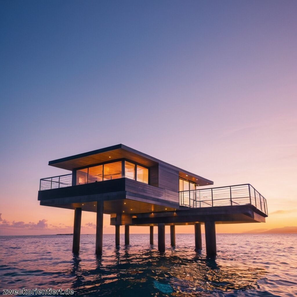 Immobilien auf schwimmenden Plattformen im Meer  