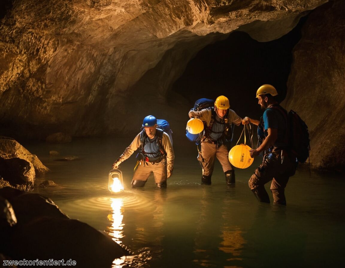 Sicherheitsvorkehrungen beim Höhlenreisen beachten   - Reisen entlang unterirdischer Flüsse und Höhlensysteme