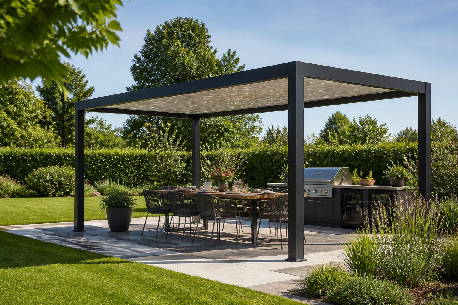 Mehr Freiheit bei der Gartenplanung durch ein freistehendes Terrassendach